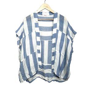 Luiselle Italy striped linen boxy‎ open cardigan sz M